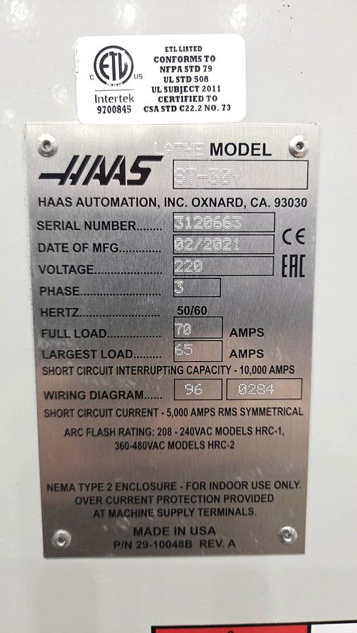 Used 2021 Haas ST-30Y with Milling Capability, Y Axis, Chip Conveyor, Parts Catcher, Tailstock, 10" Chuck, 3" Bar Cap.