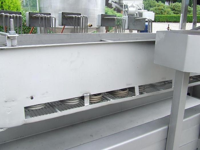 Usado "STORK" TBM 600 unidad de fritura con una cinta que presiona el producto y un depósito de aceite