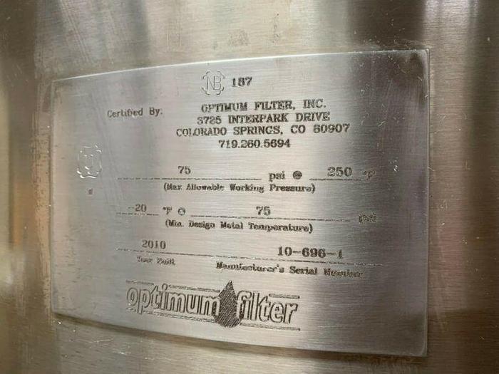 Used Optimum Stainless Steel 225 Gallon Pressure Vessel / Tank On Rolling Cart 75 PSI