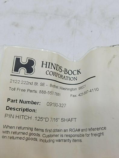Pin Hitch 09190-327 125"D 7/16" shaft