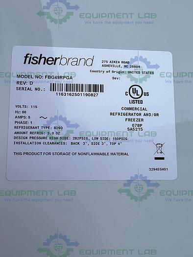 Used Fisher Brand  FBG49RPGA Isotemp General Purpose Laboratory Refrigerator 4°C