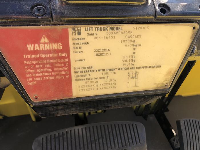 Used 12,000 POUND HYSTER ROLL CLAMP TRUCK MODEL S120XLS