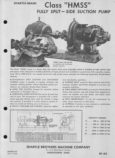 Used Black Clawson HMSS Hmss 8 Pump, Iron Casing, Bronze Impeller And Side Plates #24123