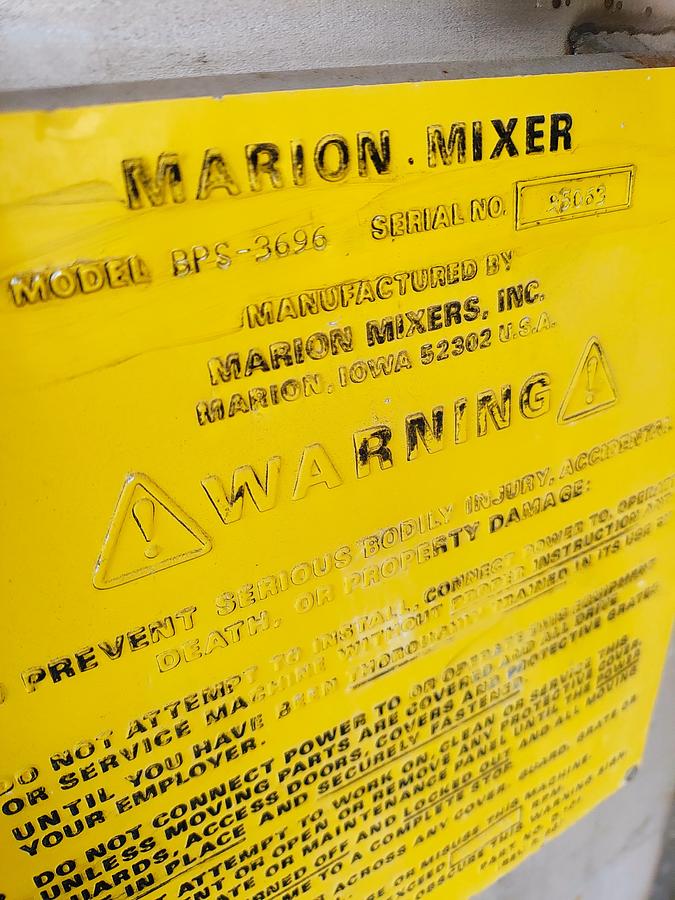 Used Marion 70 cuft paddle blender Stainless BPS 3696