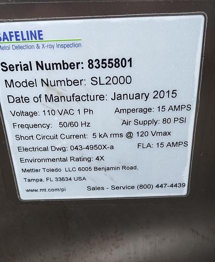 Used Safeline Metal Detector 12 x 23 " aperature