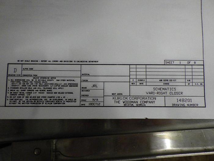 Used Kliklok 2015 Vari Right Tri Closer Sealer