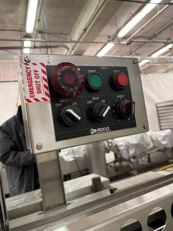 Used ADCO 15D-105 Stainless Hand Load cartoner , 12" centers