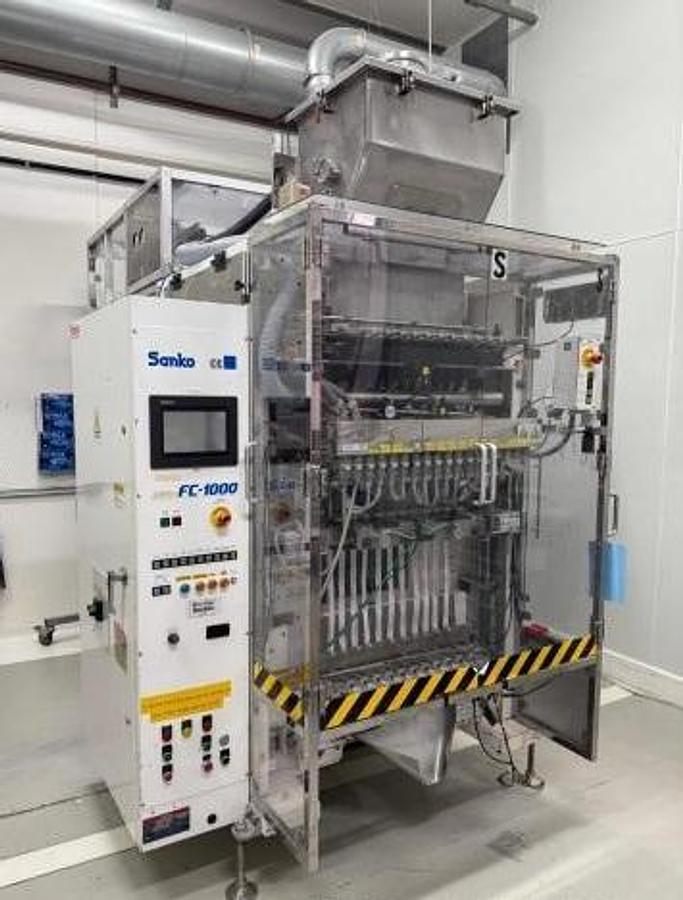 Used Sanko Model FC-1000 Stick Pack Vertical Form Fill Seal machine with Volumetric Feeder