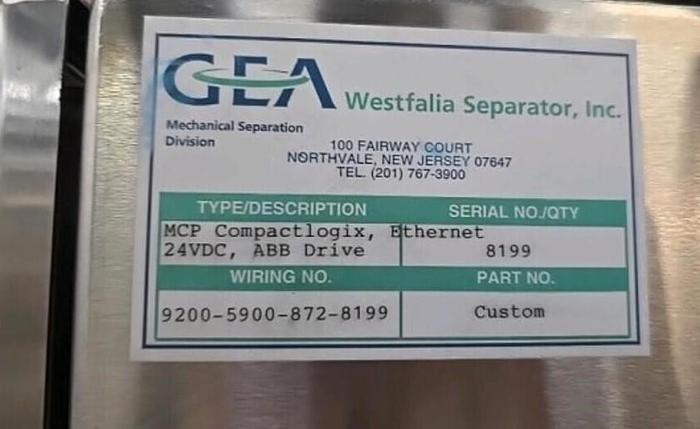 Used GEA Westfalia Disc Centrifuge, Model CSC-6-06-476