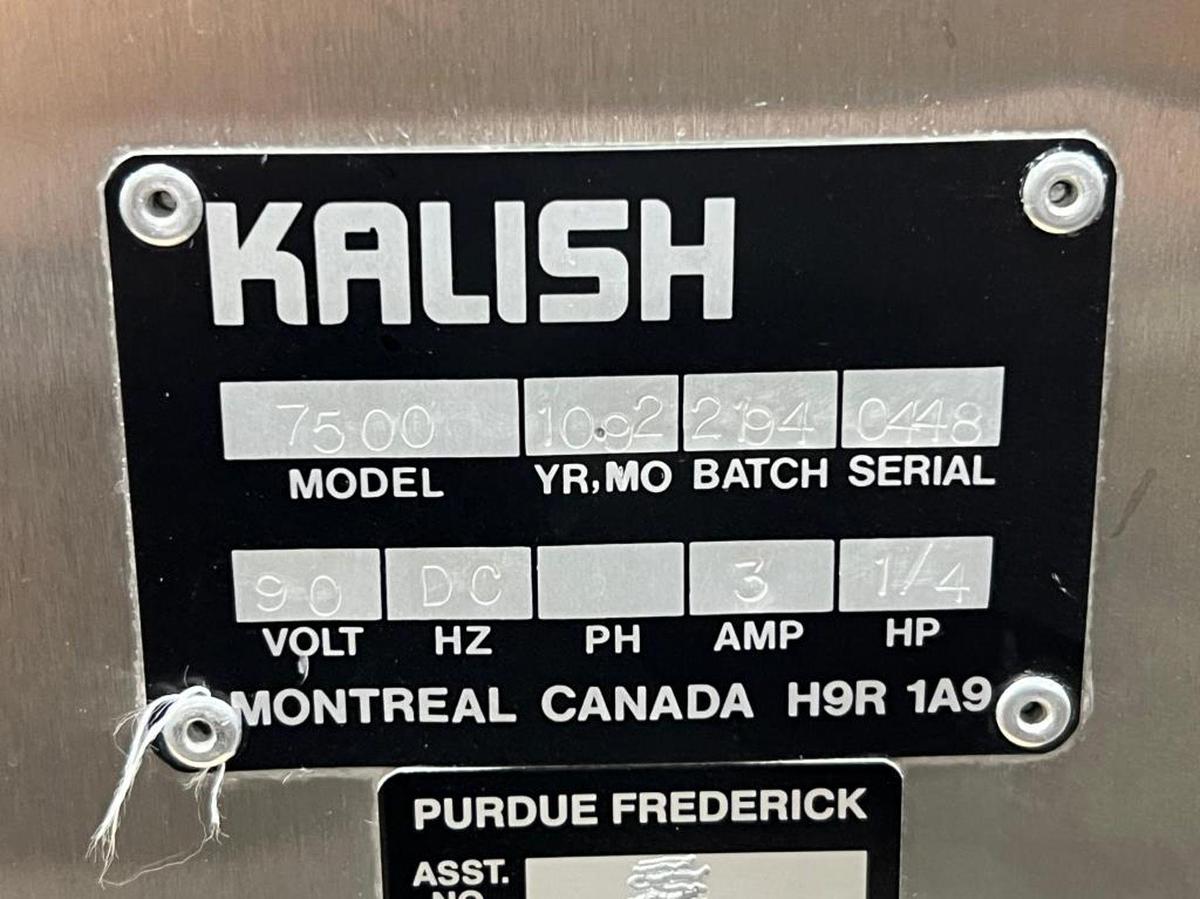 Used Kalish 36" diameter unscrambler with container agitation