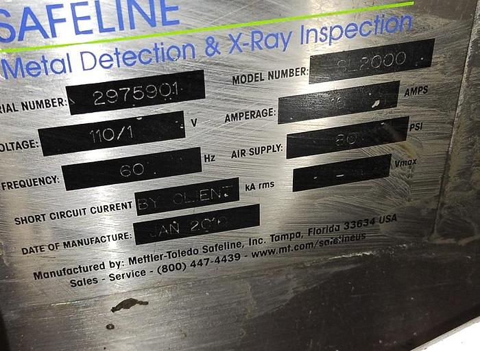 Used Safeline Metal Detector  12 x 23 " aperature