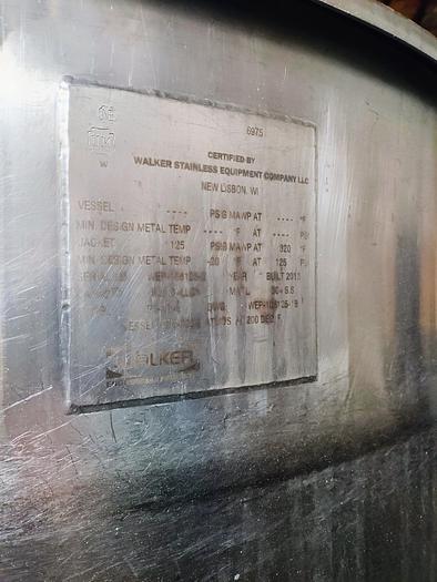 Used 600 gal Walker Twin Action Jacketed tank JCVC