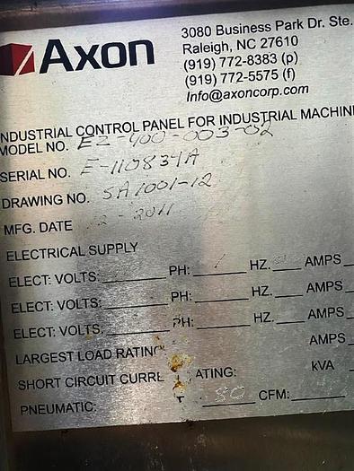 Used AXON SLEEVE LABELER/ BANDER FOR LARGE BOTTLES AND JARS- MODEL EZ 400