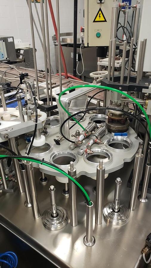 Used used 9 Cup Rotary Filling Sealing Machine with two Nozzles and Hoppers (Qty 3. to choose from)