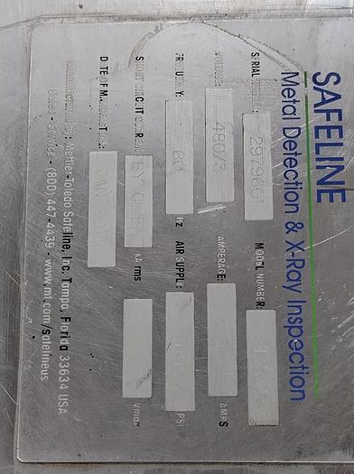 Used Safeline Metal Detector  11 x 26 " aperture