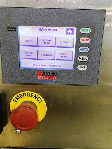 Used AXON SLEEVE LABELER/ BANDER FOR LARGE BOTTLES AND JARS- MODEL EZ 400