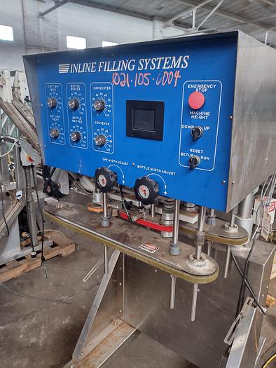 Used Inline Filling Systems capper with Waterfall feeder