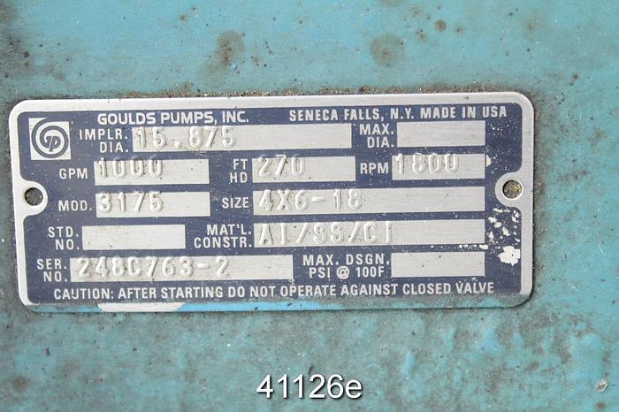 Used Goulds 3175 4x6x18 Pump, Cast Iron Casing #41126