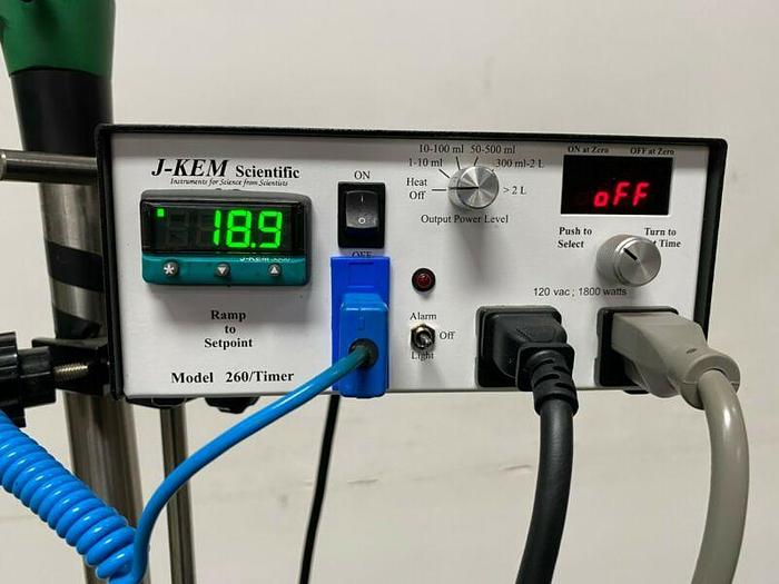 Used Chemglass 15 Liter Glass Reactor w/ Overhead Stirrer & Heating Pad & Mantle