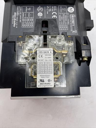 Used ALLEN BRADLEY 100-A75NZ*3 SER B CONTACTOR. 195-GA20 Ser A 195-GA10 Ser A