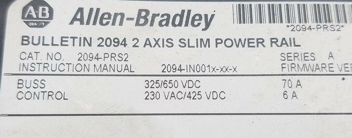 Used Allen Bradley 2094-PRS2 2 Axis Slim Power Rail Series A