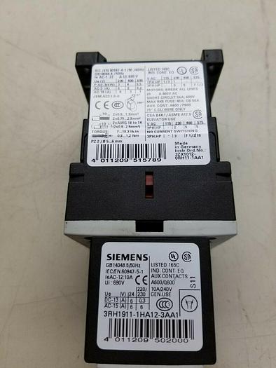 Used SIEMENS 3RT1016-1BB44-3MA0, 3RH1911-1HA12-3AA1