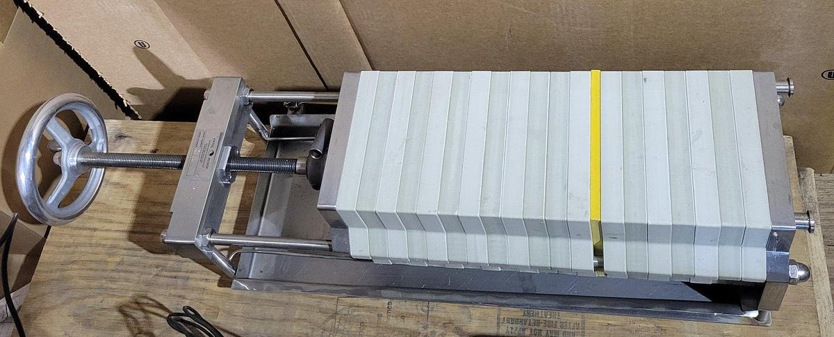 Used Used ErtelAlsop 8S-12 Benchtop Plate And Frame Filter 8" Sq, 3/4" Tri-Clamp