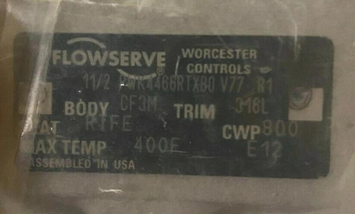Used Flowserve Worcester Controls 1-1/2'' Ball valve PWK4466RTXBO Butt Weld 400F