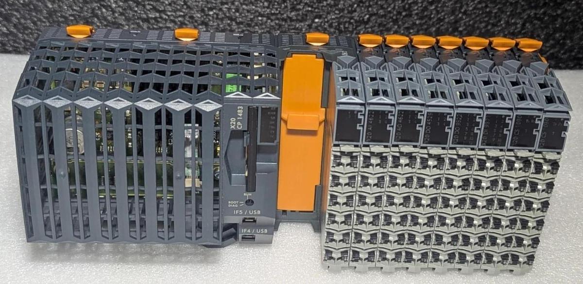 Used B&R  X20 CP 1483  PLC CPU Controller with (8) X20 CS 1030 Digital Input Modules