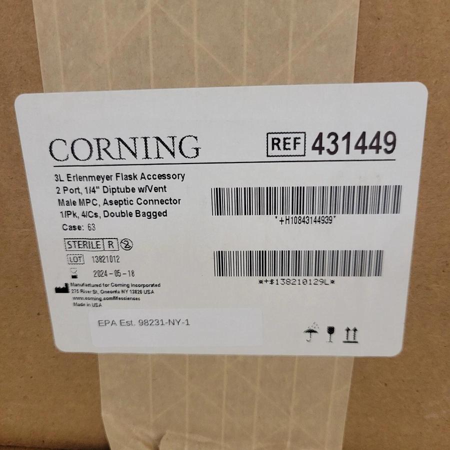 Corning 431449 Aseptic Transfer Cap 70 mm for 3L Erlenmeyer Flask 4 Caps