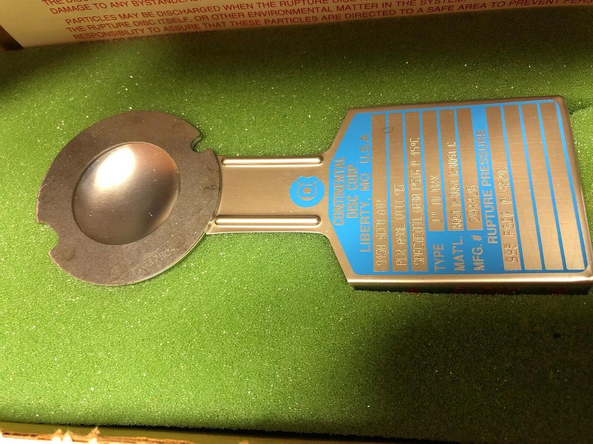 Continental Rupture Disc 1" ULTRX (FS),  995 psig @ 45 Deg. C, HAST C - HAST C