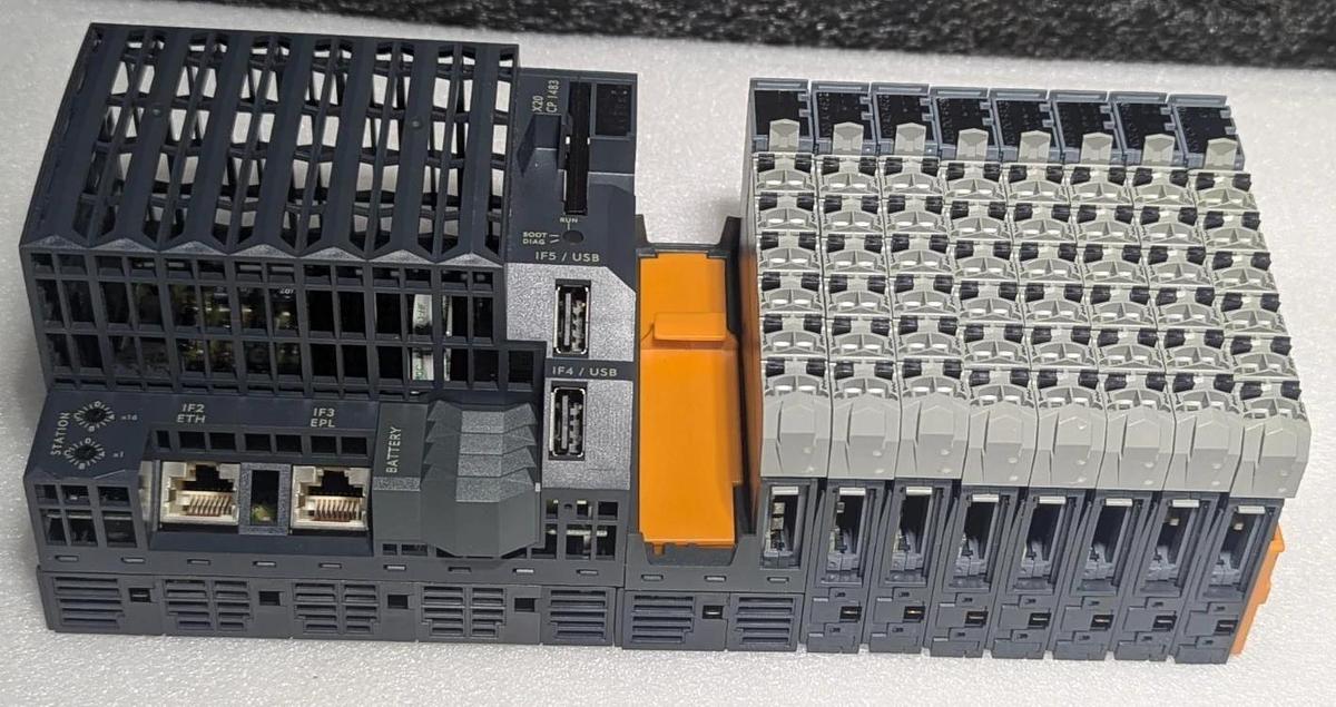 Used B&R  X20 CP 1483  PLC CPU Controller with (8) X20 CS 1030 Digital Input Modules