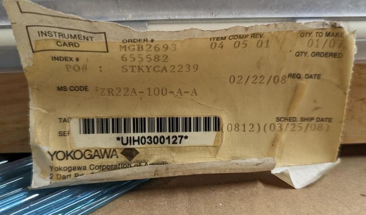 Yokogawa ZR22A Heater Assembly ZR22A-100-A-A