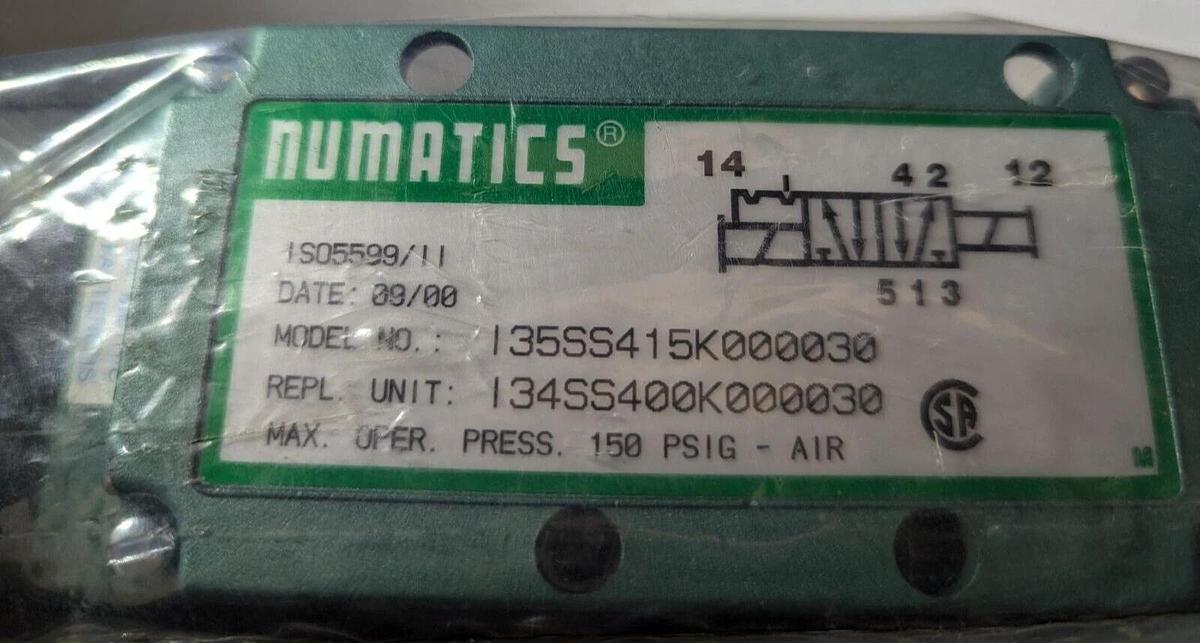 Numatics  135SS415K000030 /134SS400K000030 Solenoid Valve