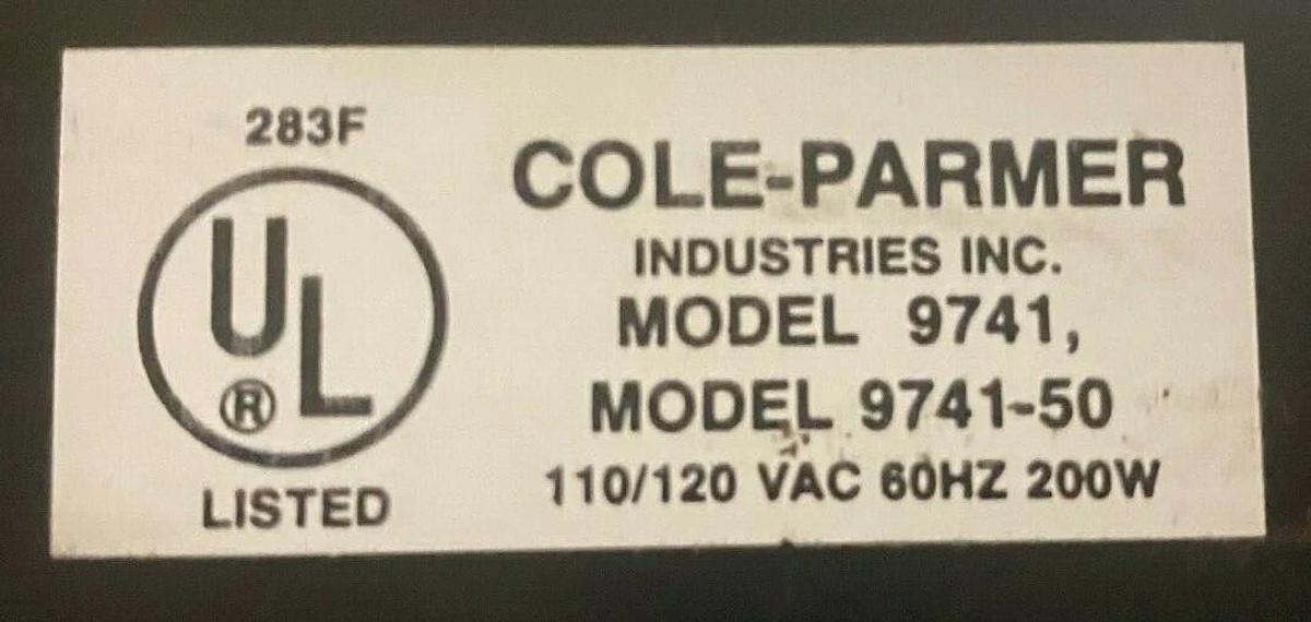 Used Cole-Parmer 9741-50 VAC 110/120 H.Z. 60  200W