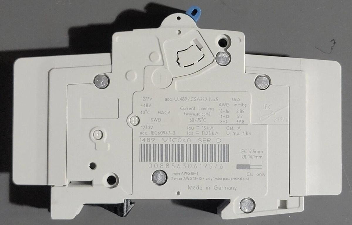 Used Allen-Bradley 1489-M/ E197878 Single Pole Circuit Breaker 4A