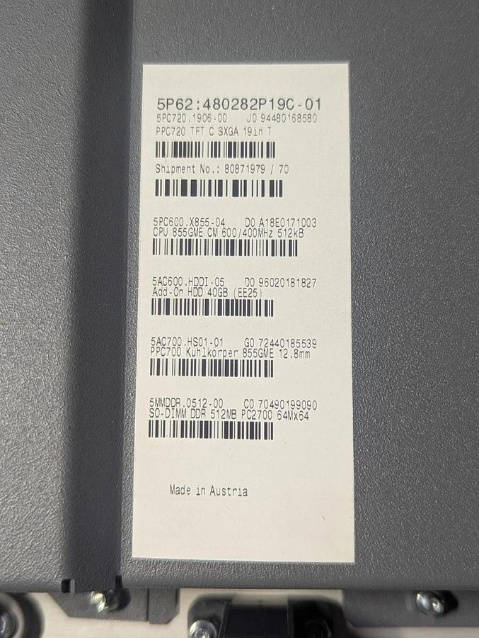 Used B&R 5P62:480282P19C-01 Automation Touch INDUSTRIAL PANEL-PC