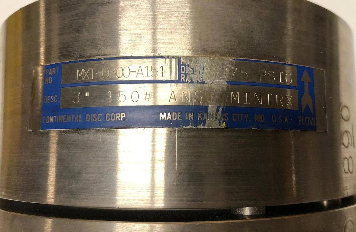 Continental MINTRX Rupture Disc Holder 3"  Hastelloy