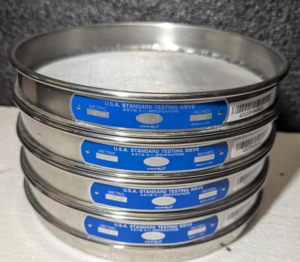 Used 8" USA Standard Testing Sieve Stainless Steel, Size  No. 140,70,45,40