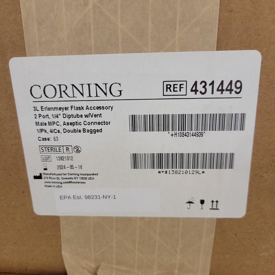 Corning 431449 Aseptic Transfer Cap 70 mm for 3L Erlenmeyer Flask 4 Caps