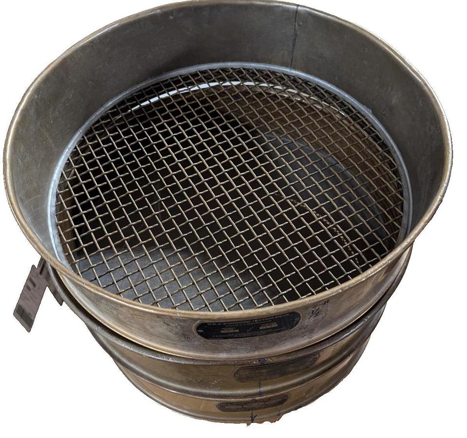 Used 18"  USA Standard Testing Sieve Brass, Size  No. 40, 20, 8, 7/16, 4,5/8, 1/4