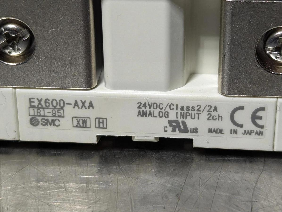 Used SMC EX600-ED2 ,  (2) EX600-AXA,  EX600-SPR1A, EX600-EU1 Valve Analog Module