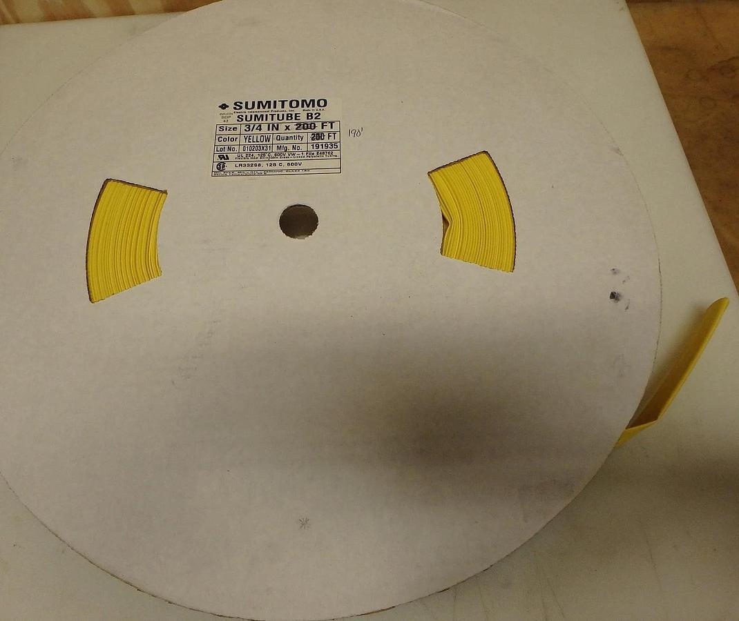 200' Sumitomo Electric Sumitube B2  3/4" Heat Shrink tubing YELLOW