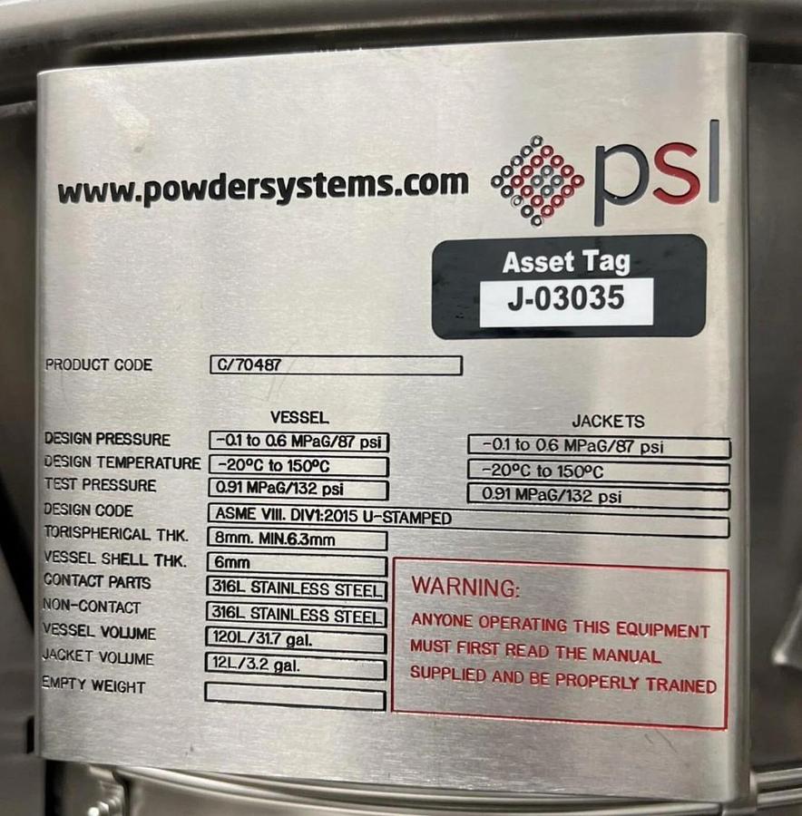 Used PSL Powder Systems Limited MSR  MicroSphere Refiner formulation machine