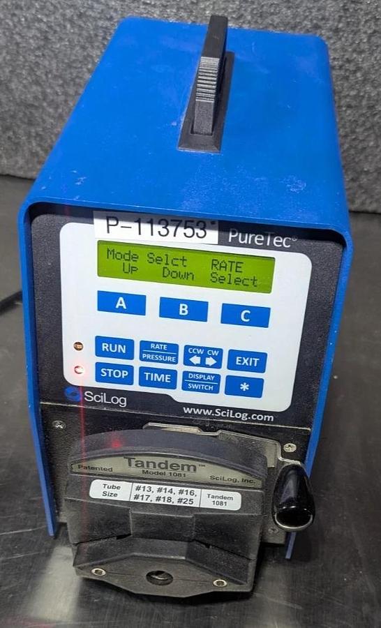 Used SciLog ChemTec 600RPM Peristaltic Pump with Tandem head pump Model 1081