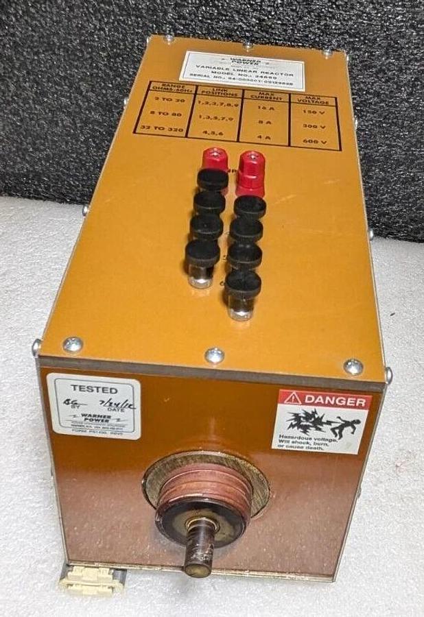 Used Warner Power 24688 variable linear reactor