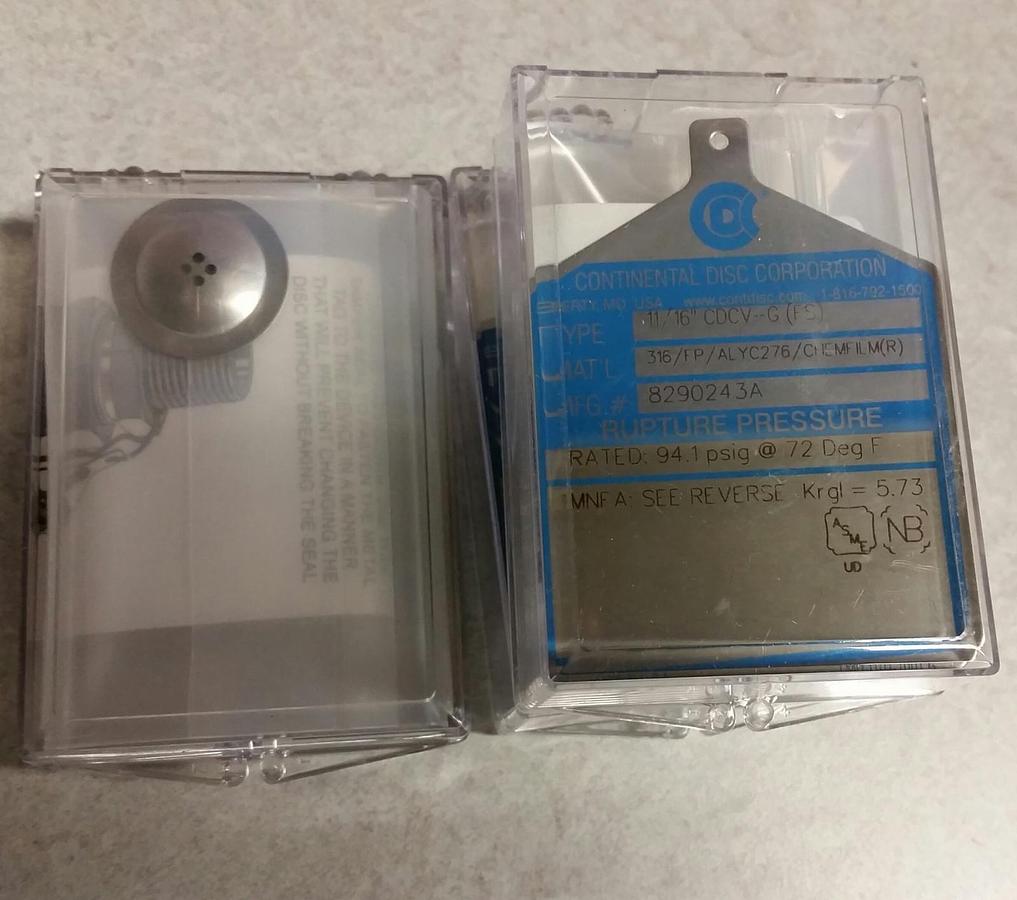 Continental Rupture Disc 11/16 CDCV-G (FS), 94.1 psig 72 Deg. F