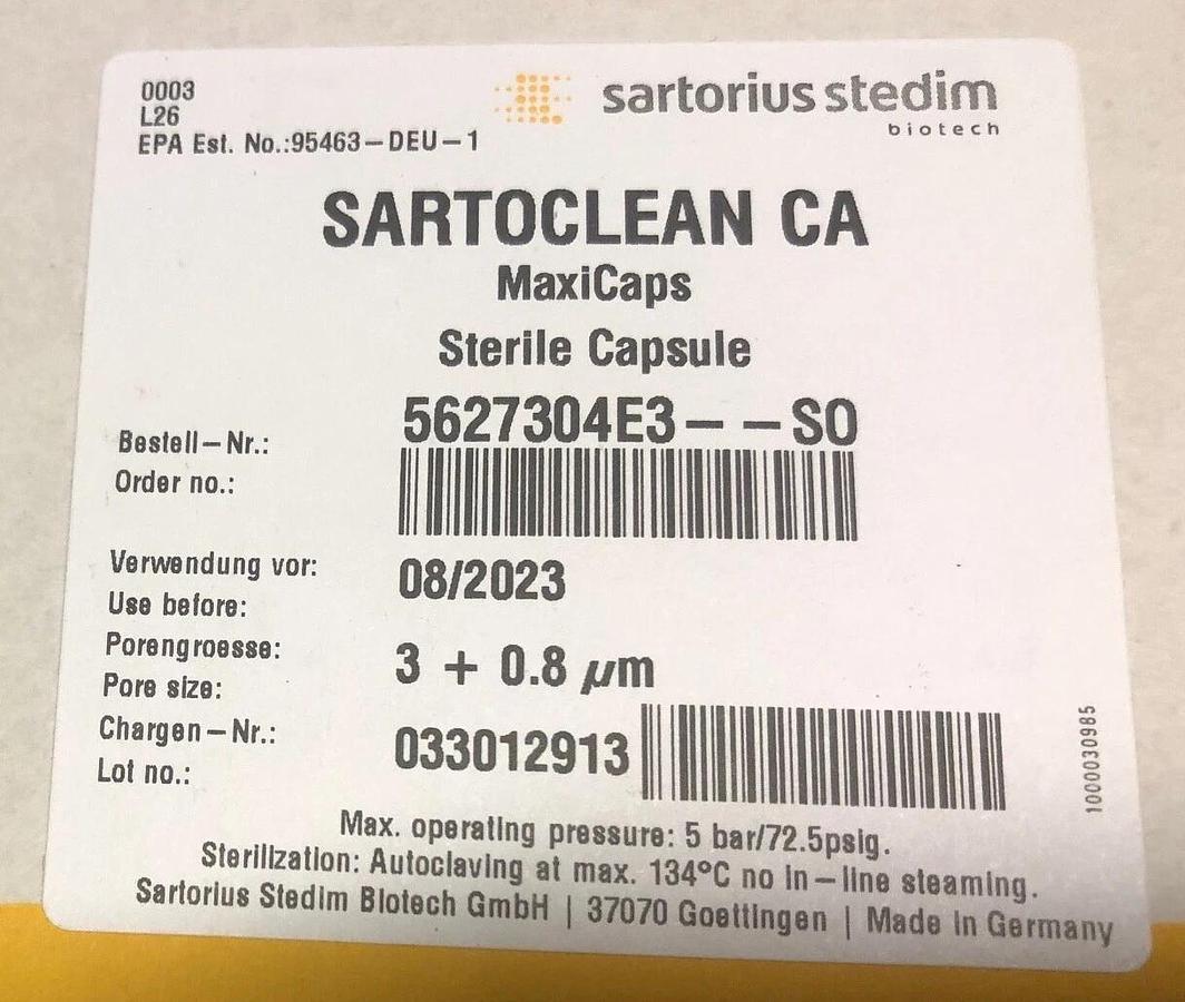 Sartorius Sartoclean® CA Maxicaps 3+0.8µm cellulose acetate filter 5627304E3--SO