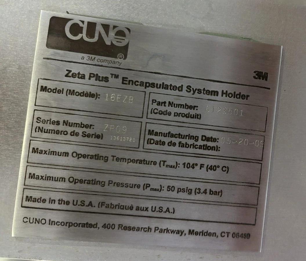 Used 3M CUNO Zeta Plus 16EZB Filter Holder