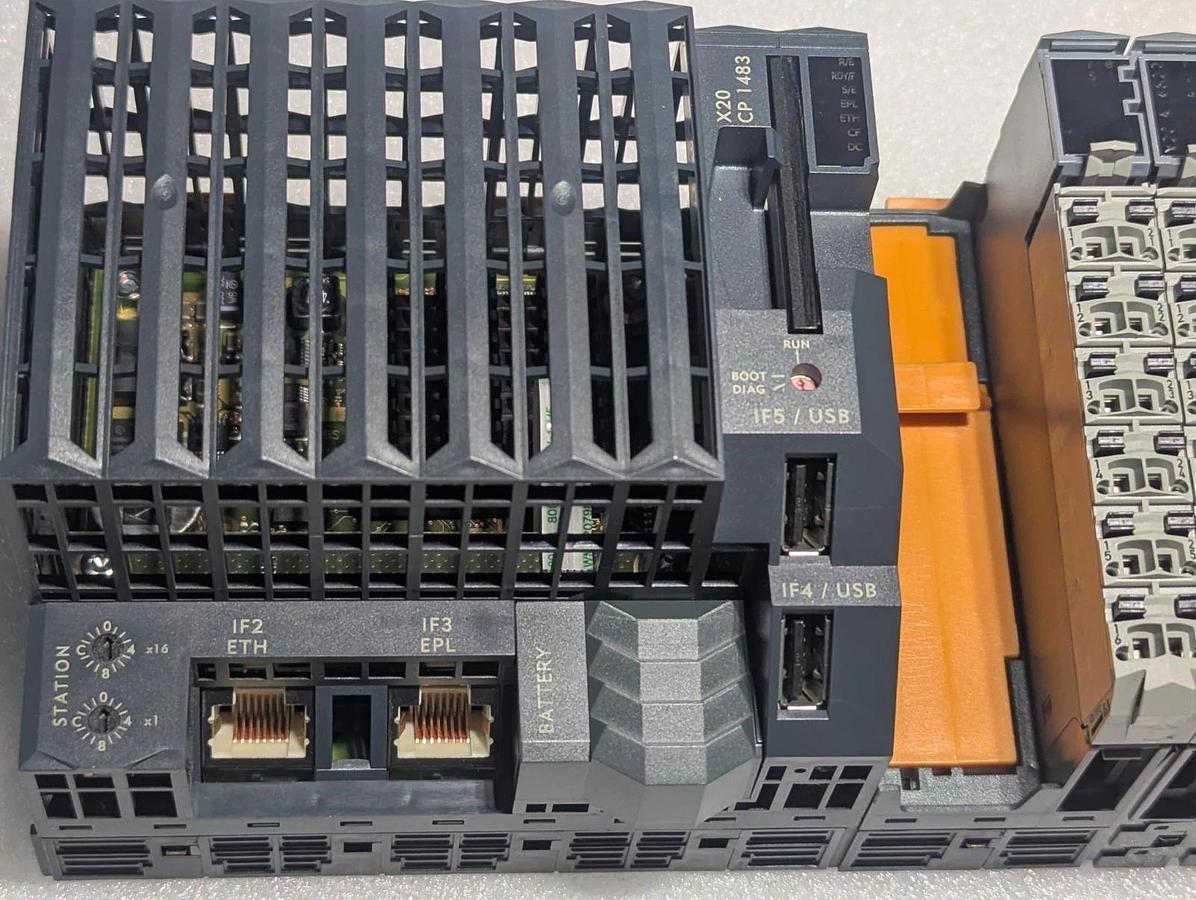 Used B&R  X20 CP 1483  PLC CPU Controller with (8) X20 CS 1030 Digital Input Modules